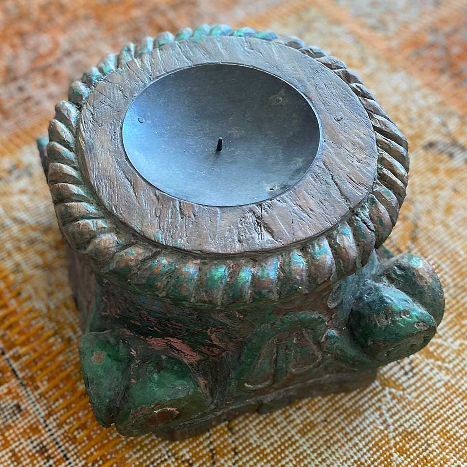 Antique Wooden Candle Holder | Detail